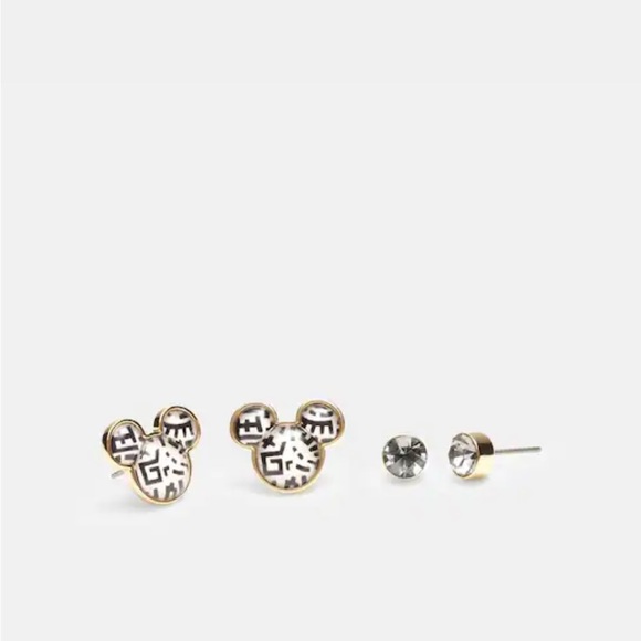 COACH- Disney Mickey Mouse X Keith Haring Stud Earrings Set - Picture 1 of 2